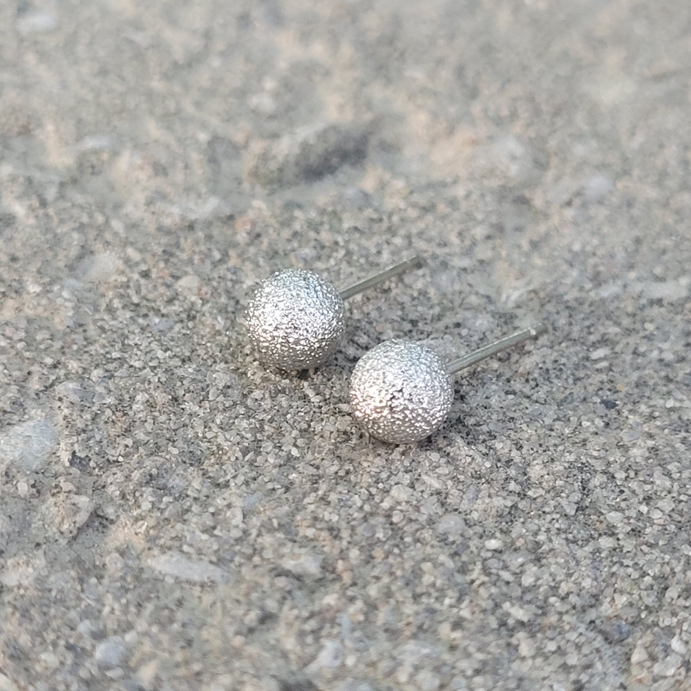 Sterling Silver Frosted Stud Earrings